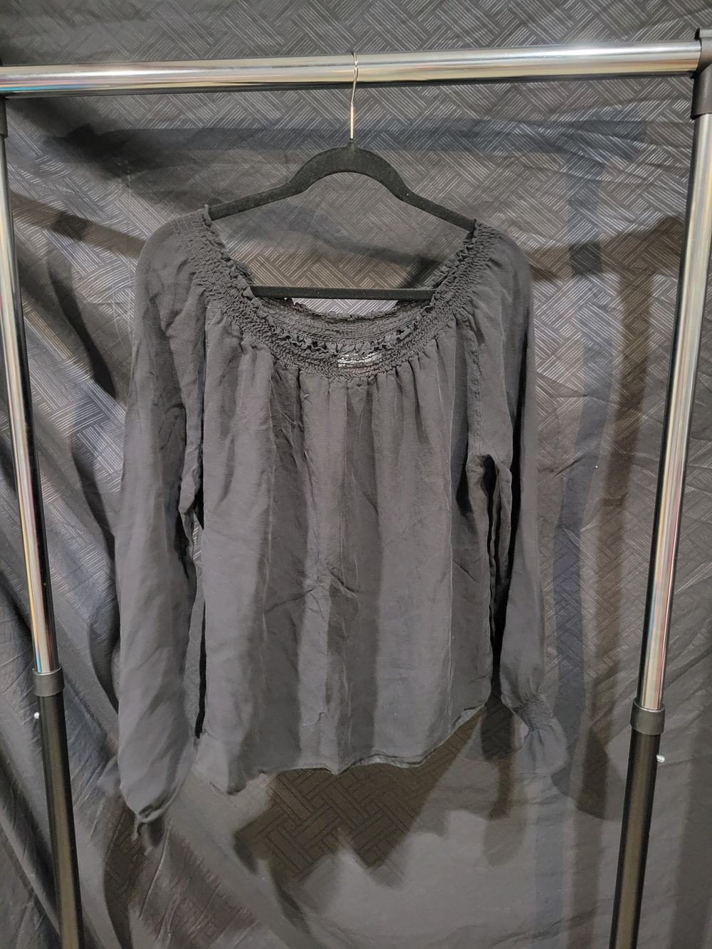 Worthington 100% Silk Black Longsleeve Peasant Top